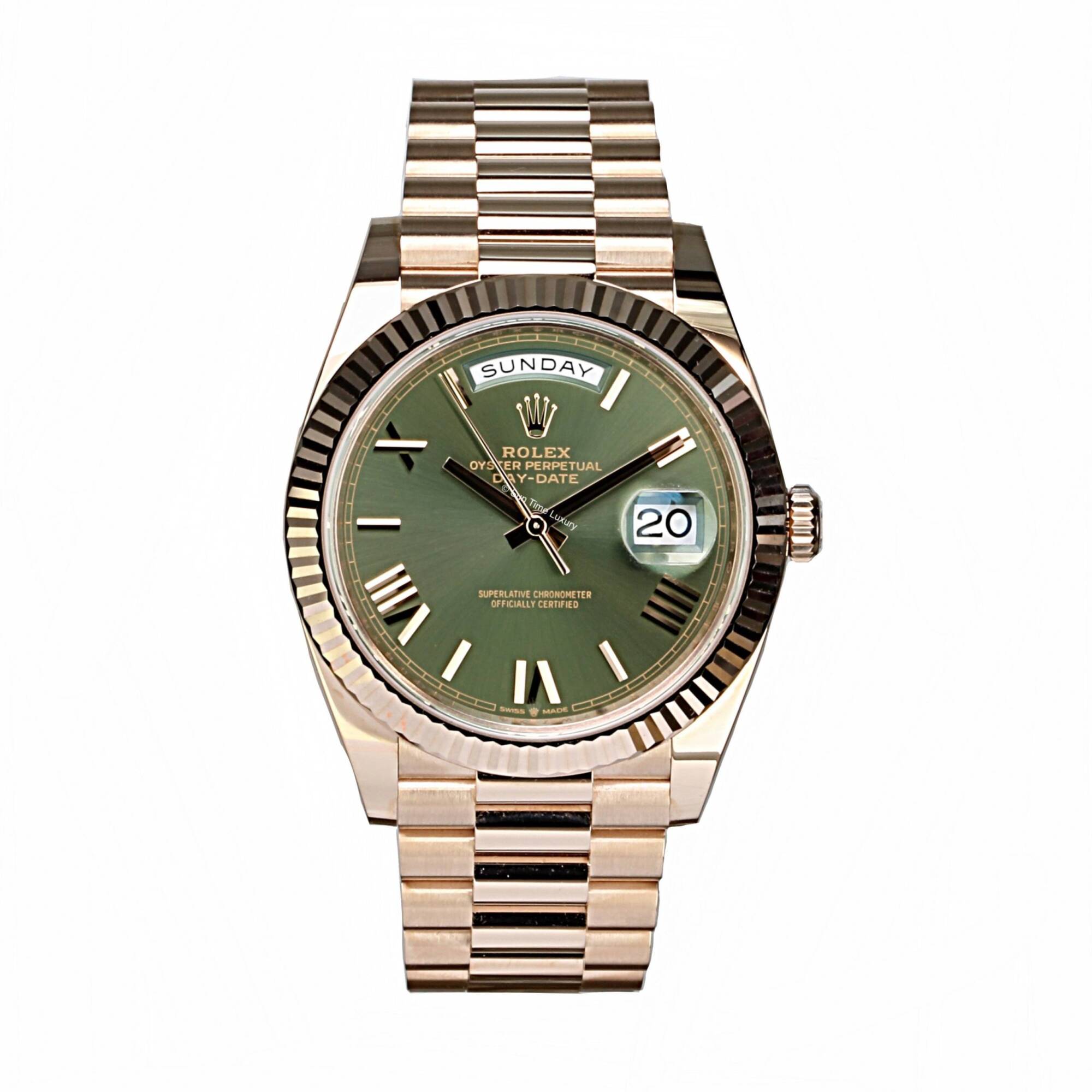 Rolex Day-Date 40mm Rose gold green dial unworn B&P 2024 # 421