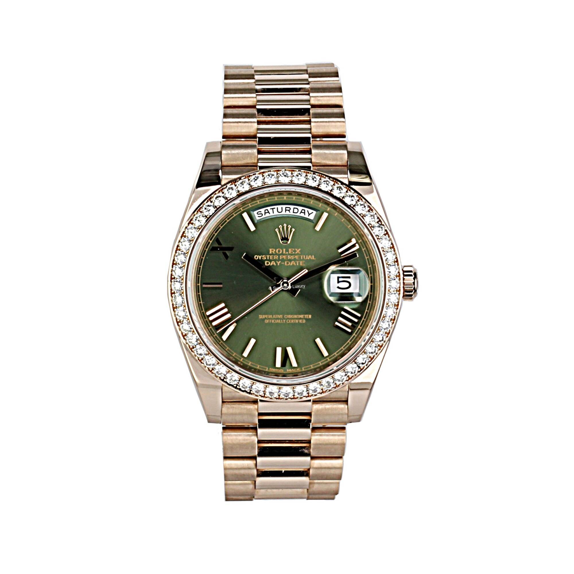 Rolex day-date 40 Rose gold factory diamond 2018 B@p # 422